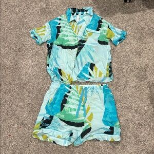 Stars Above Teal and Black Patterned Shirt